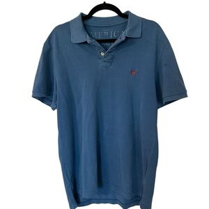 American Eagle Men’s Athletic Fit Blue Short Sleeve Buttoned Polo Size L GUC